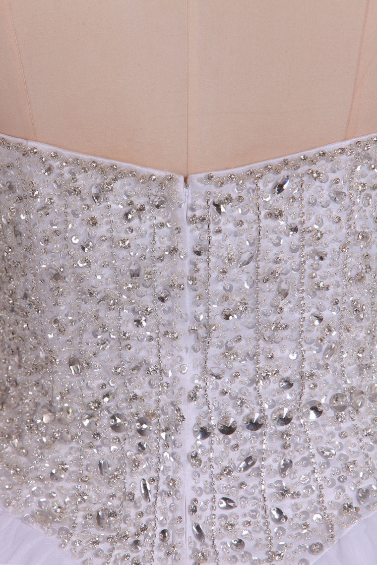 2022 Sweetheart Bridal Dresses A-Line Tulle White Zipper Back Court Train