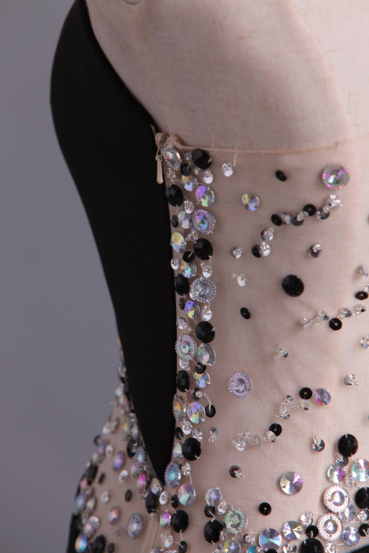2022 Prom Dresses A Line One Shoulder With Slit And Beading Sweep Train