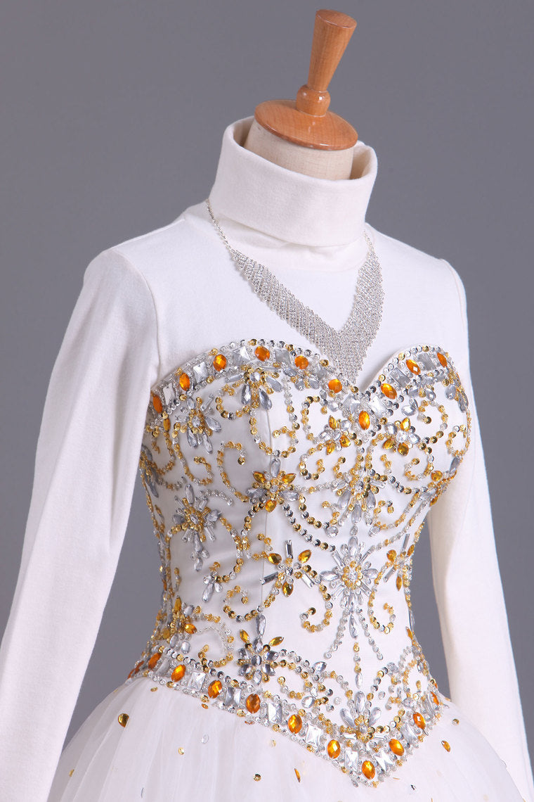 2022 Musilim Quinceanera Dresses Sweetheart A Line With Beads Floor Length