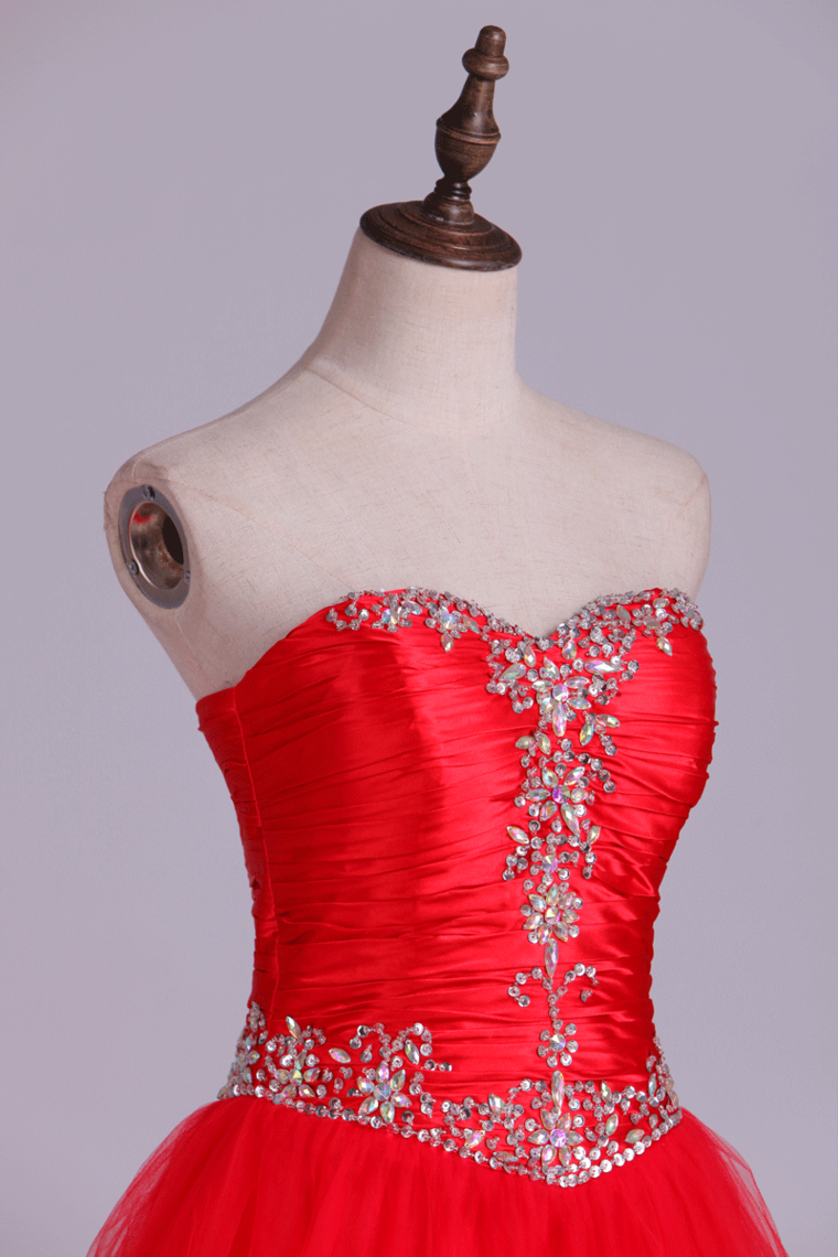 2022 Collection Homecoming Dresses A Line Sweetheart Beading Short Ruffles
