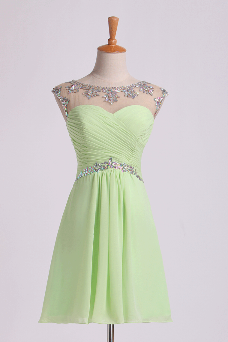 2022 Homecoming Dresses Short/Mini Ruffled&Beaded Chiffon