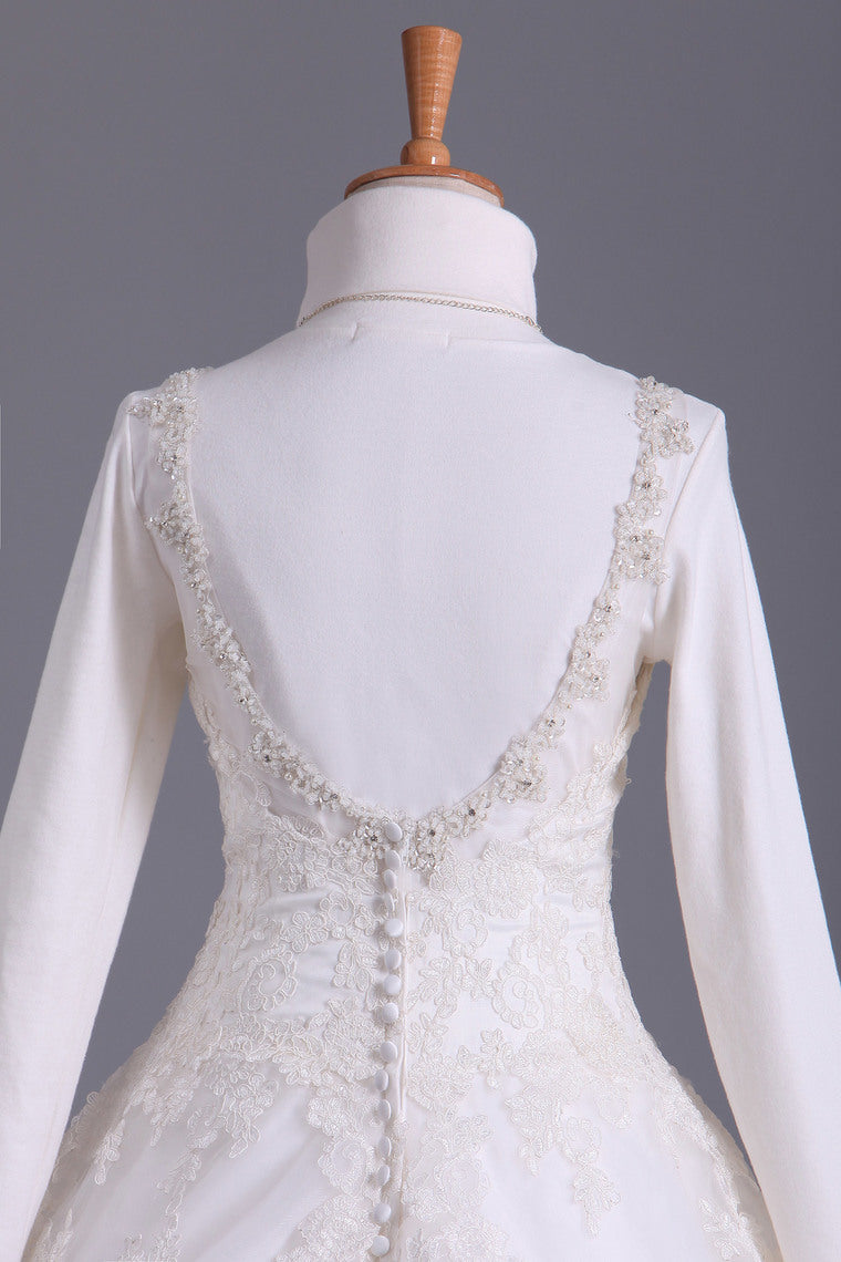 2022 Muslim Wedding Dress Sweetheart A Line Court Train With Applique & Sash Beaded