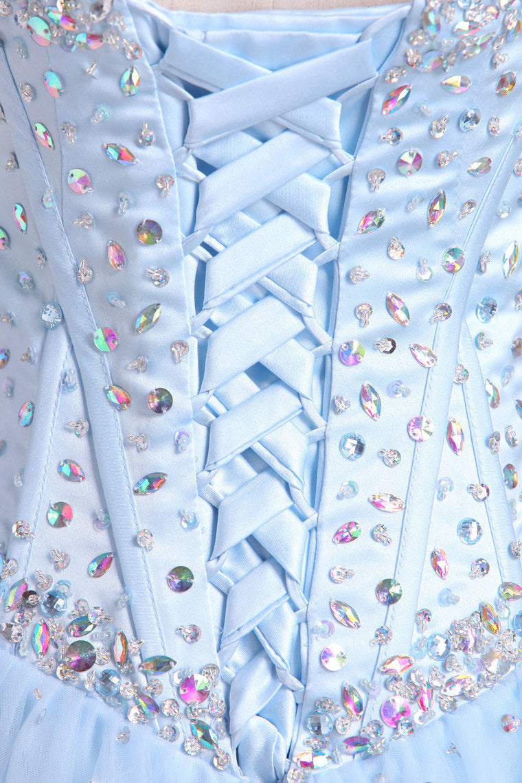 2022 A Line Sweetheart Beaded Bodice Homecoming Dresses Tulle Short/Mini