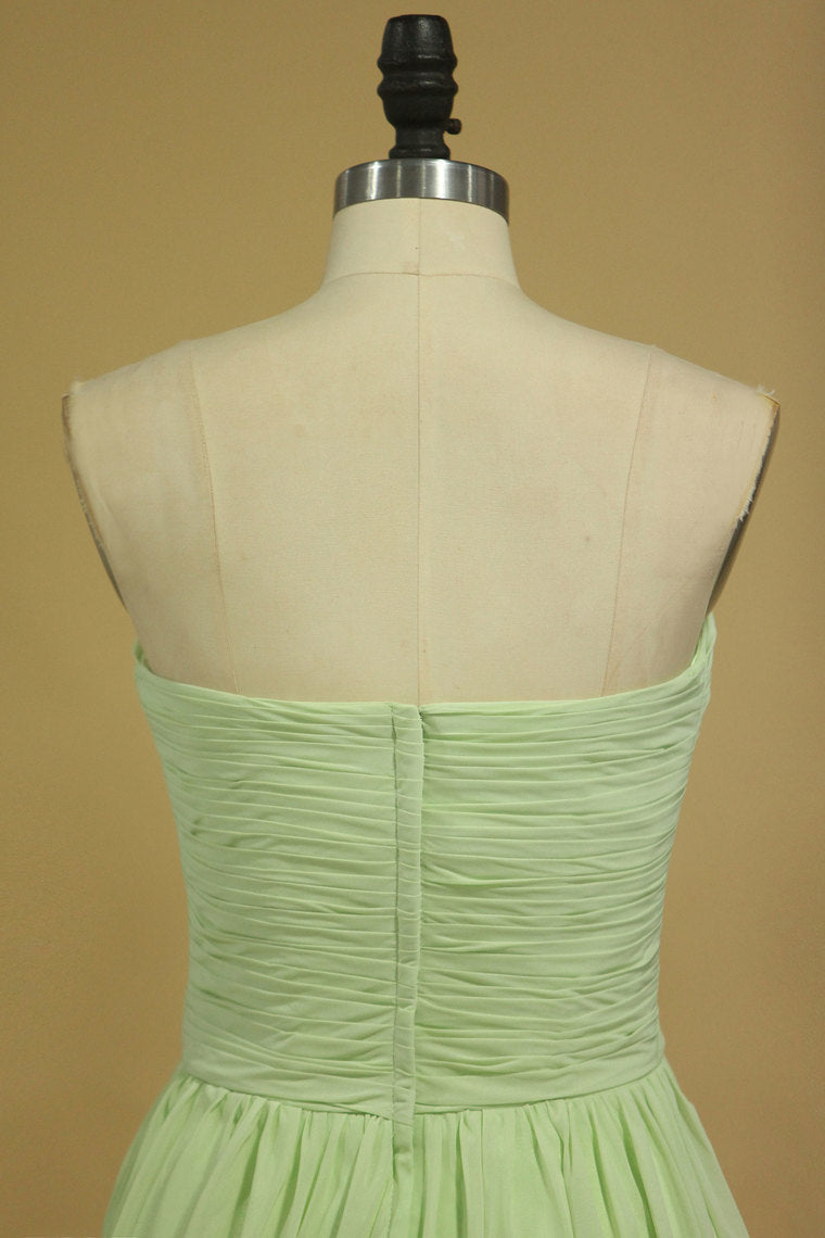 2022 Sweetheart Ruched Bodice Bridesmaid Dress A Line Floor Length Chiffon
