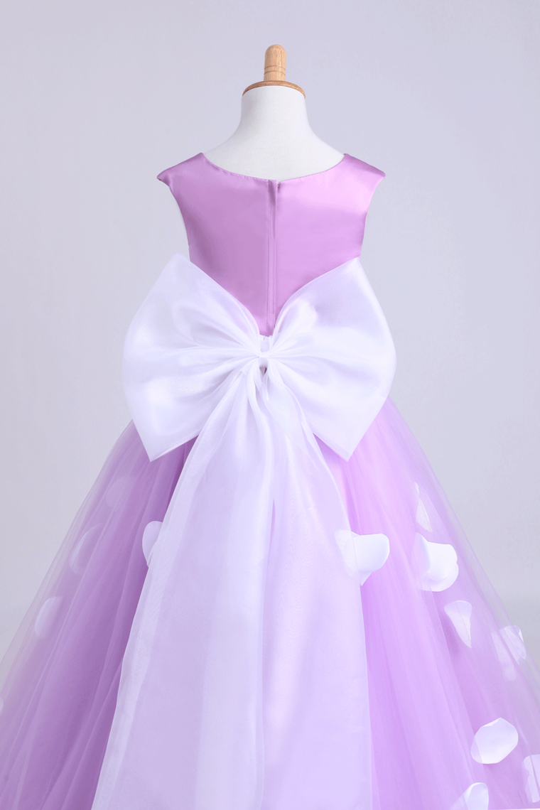 2022 Cute A-Line Ankle-Length Flower Girl Dresses With Bow-Knot
