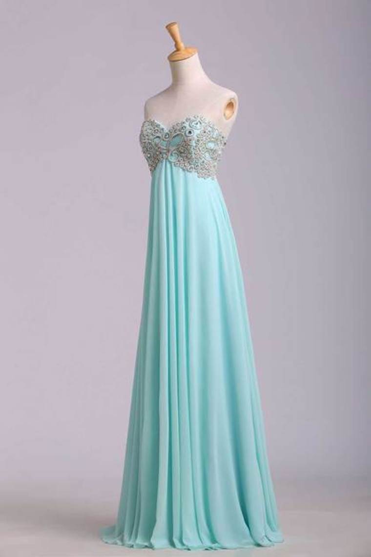 2022 Prom Dresses A Line Sweetheart Floor Length Chiffon