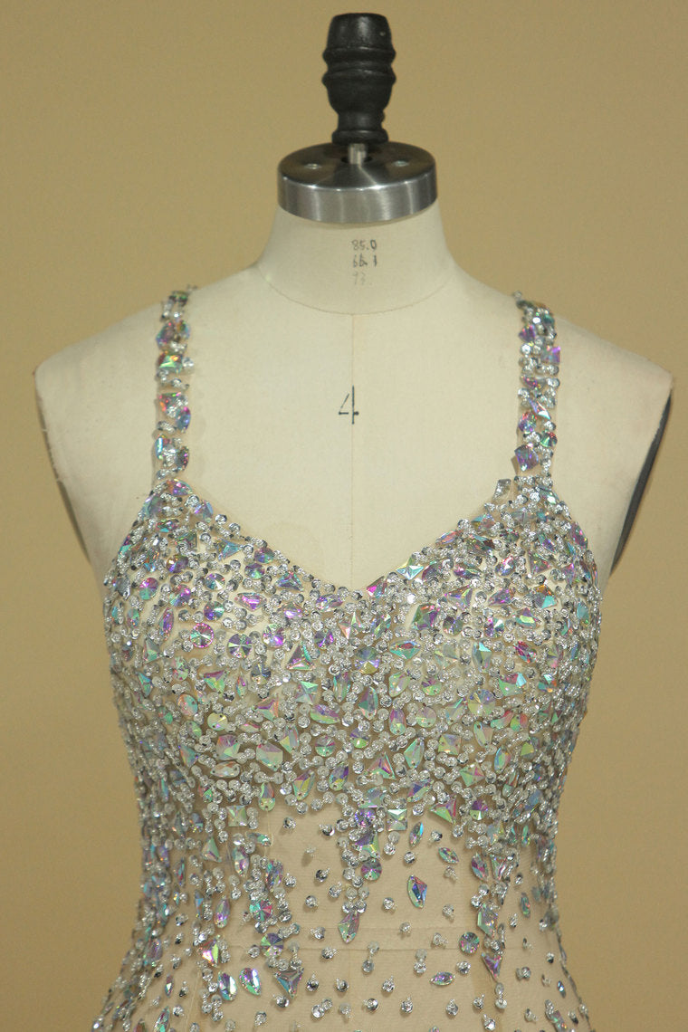 2022 Halter Prom Dresses Mermaid Tulle With Beading Floor Length