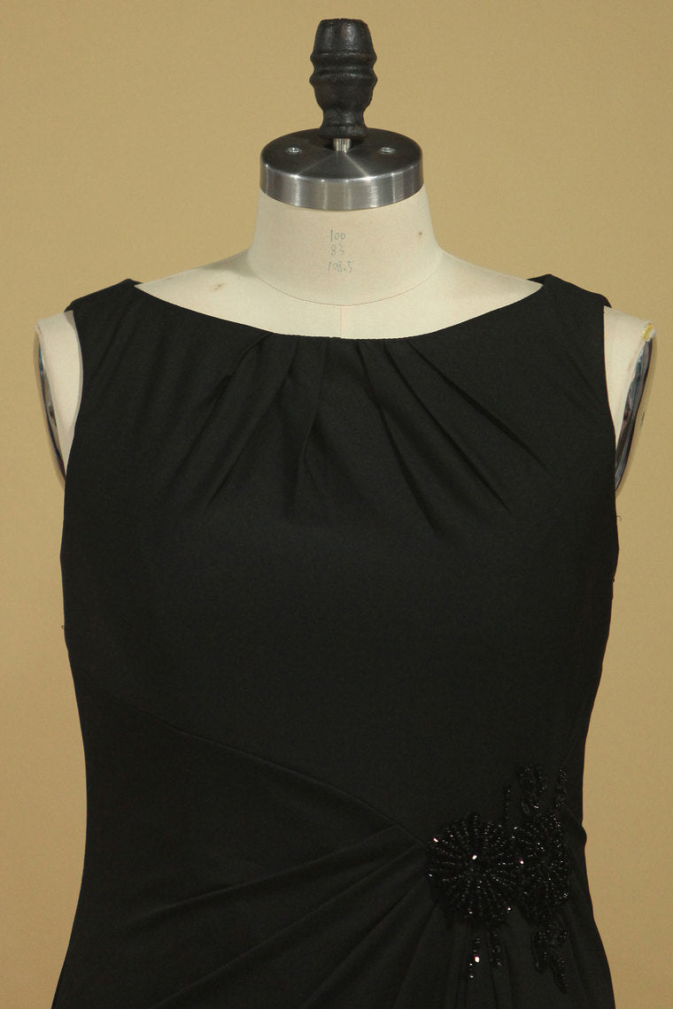 2022 Sexy Open Back Scoop Evening Dresses Sheath With Beads And Slit Spandex