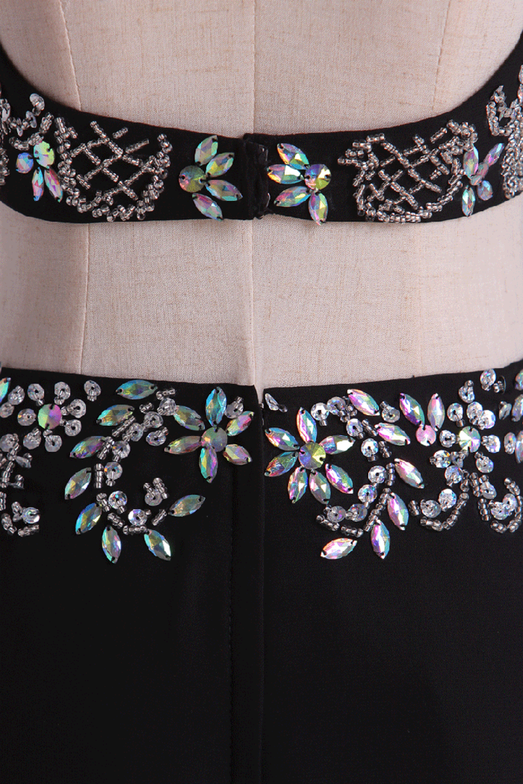 2022 Bateau Sheath Homecoming Dresses Short Two Pieces With Beading