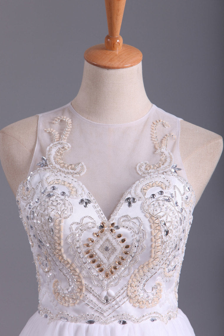 2022 Homecoming Dresses Scoop A Line Tulle With Beading Short/Mini