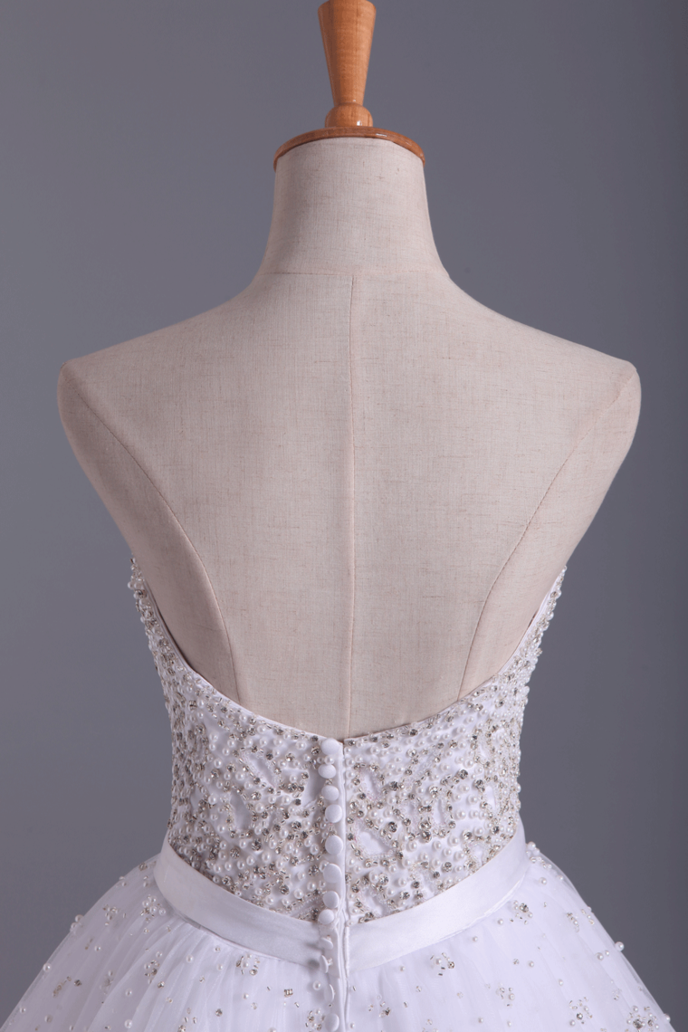 2022 Wedding Dresses Sweetheart Ball Gown Tulle With Beading And Sash