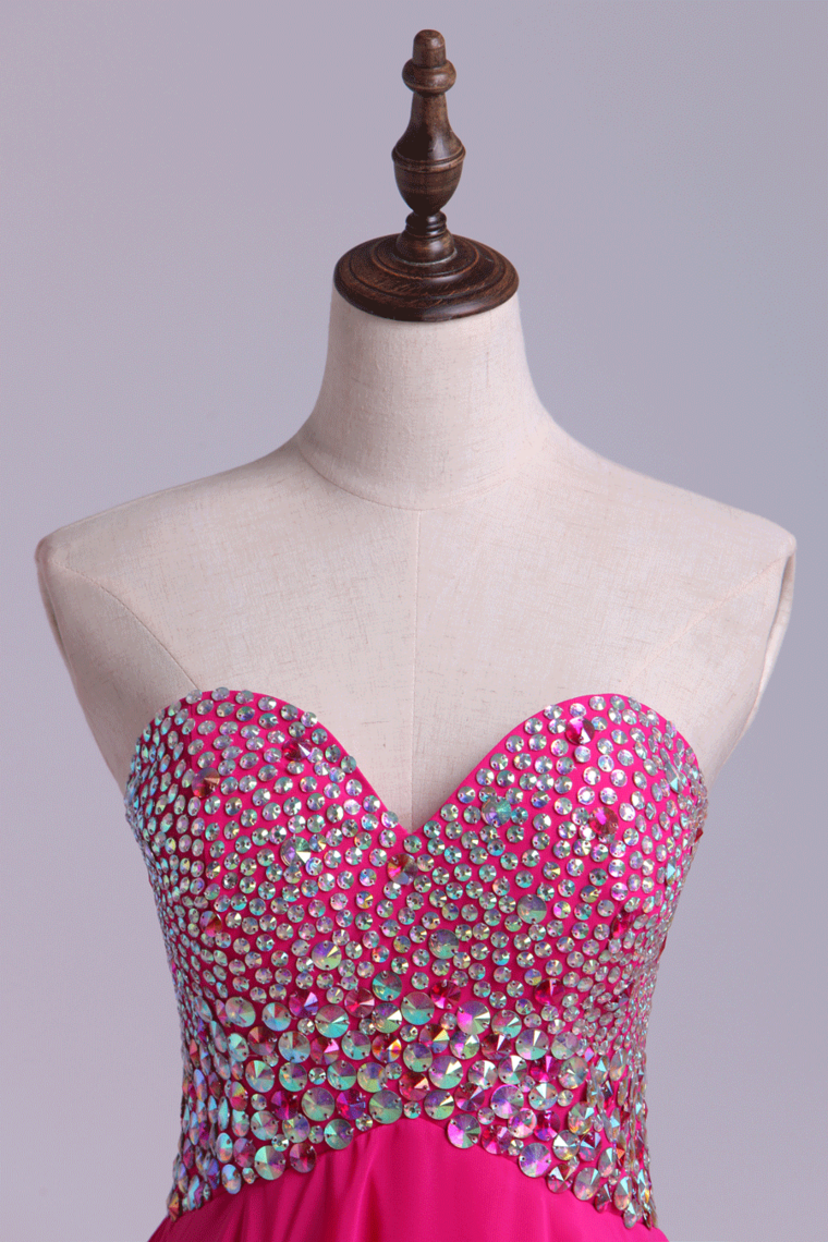 2022 Beaded Sweetheart Short Line/Princess Homecoming Dresses Chiffon