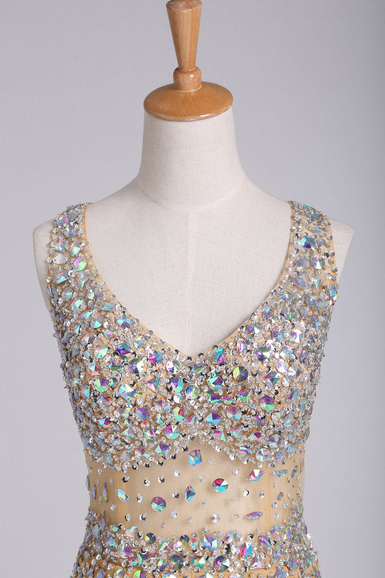 2022 New Arrival Chiffon Prom Dresses Straps With Beading Sweep Train Mermaid