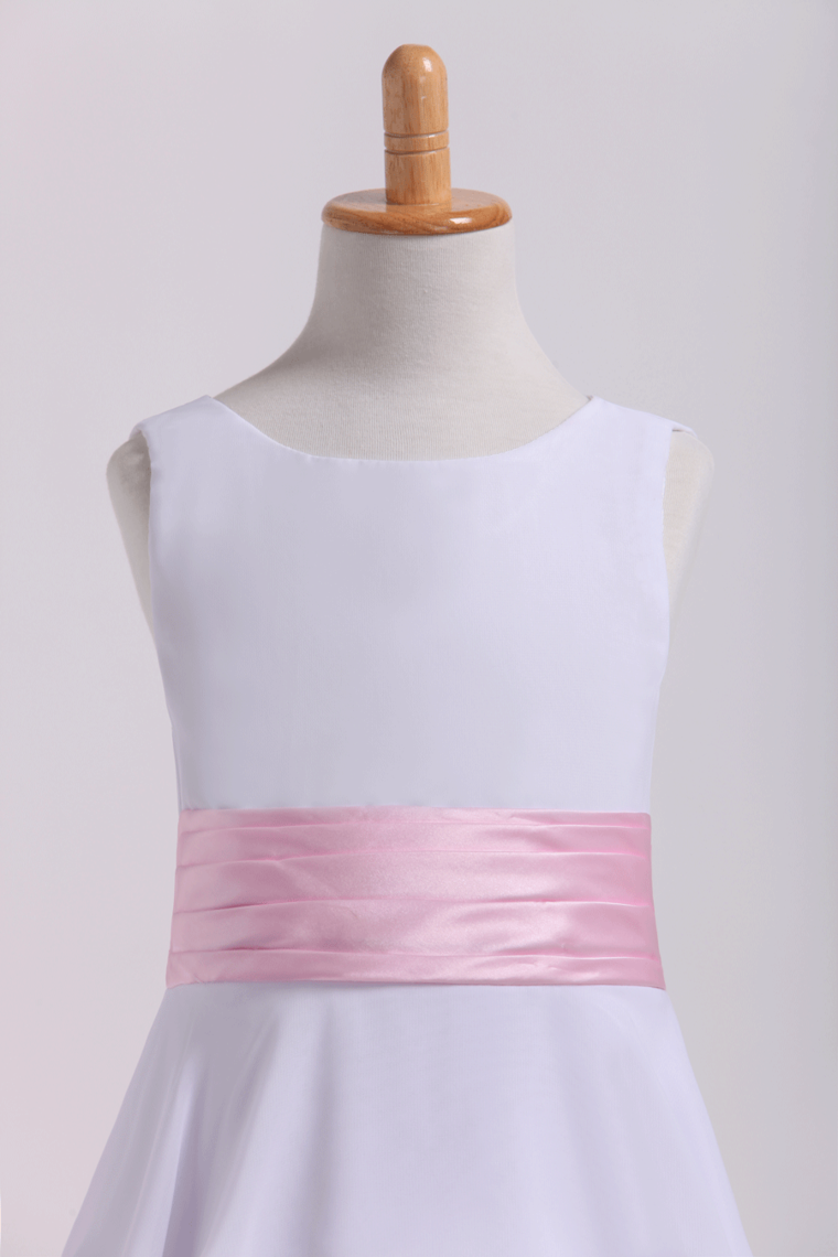 2022 Scoop Flower Girl Dresses A Line Floor Length Chiffon