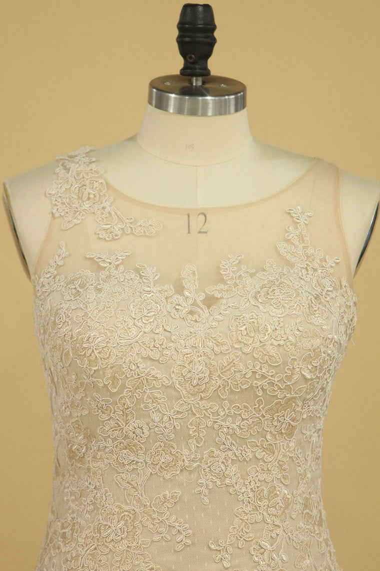 2022 Scoop Mermaid Tulle With Applique Evening Dresses Sweep Train