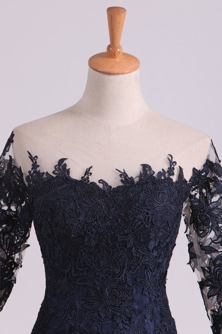 2022 Bateau Half Sleeves Mother Of The Bride Dresses Floor Length Tulle With Applique