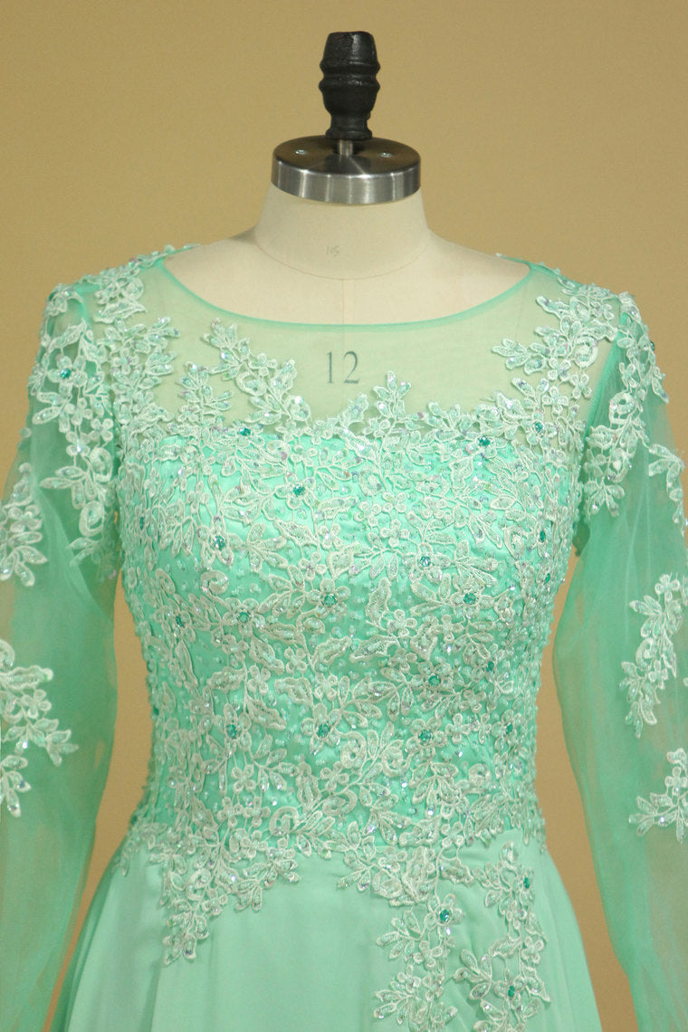 2022 Prom Dresses Bateau A Line Chiffon Floor Length With Beading