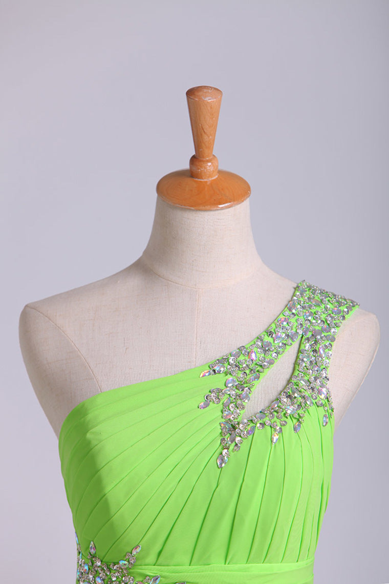 2022 Prom Dresses A Line One Shoulder Chiffon With Beading&Sequins