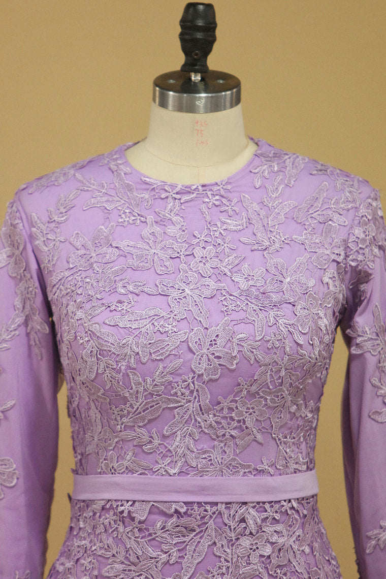 2022 Muslim Prom Dresses Mermaid Scoop Long Sleeves With Applique And Sash