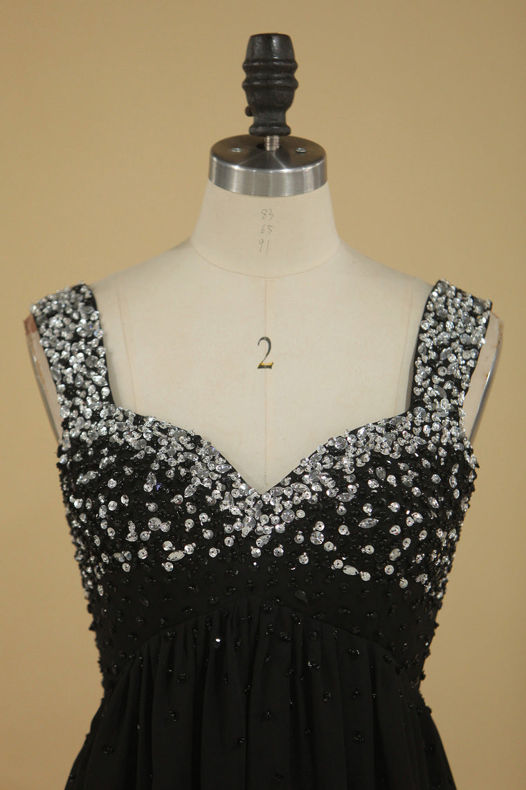 2022 Straps A Line Empire Waist With Beading Prom Dresses