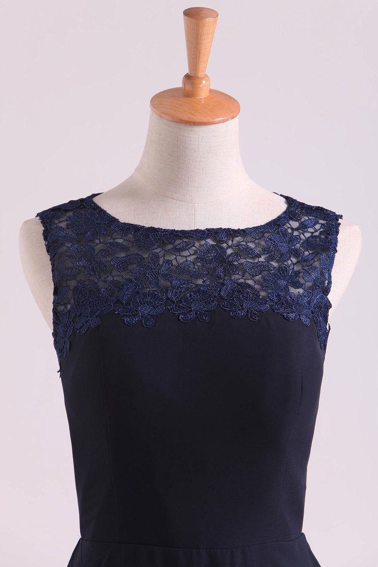 2022 Scoop Open Back Above Knee Length Pick Up Flowing Chiffon Skirt