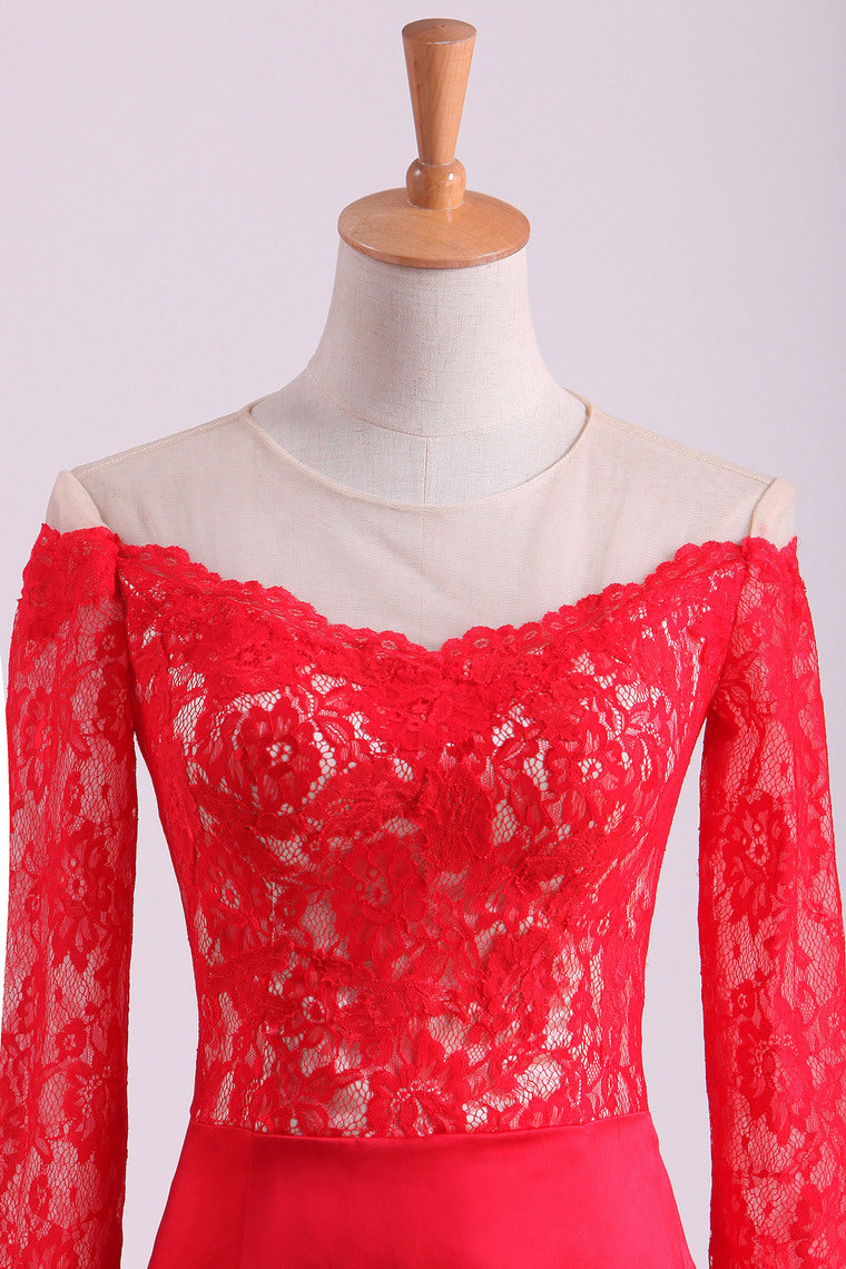 2022 Red Prom Dresses Mermaid/Trumpet Spandex With Applique Sweep Train Red