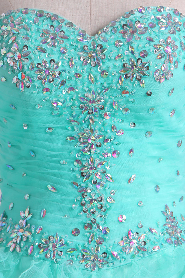 2022 Quinceanera Dresses Ball Gown Floor Length With Beads And Ruffles