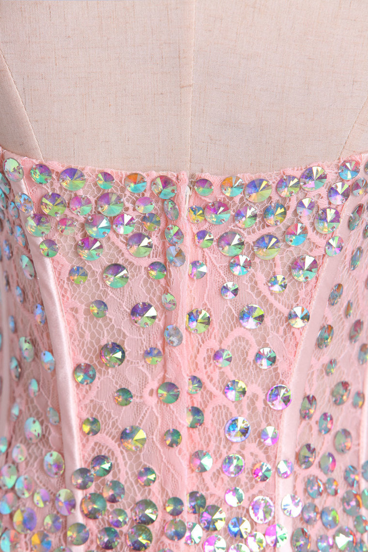 2022 Sweetheart Sheath/Column Prom Dress Lace With Rhinestone