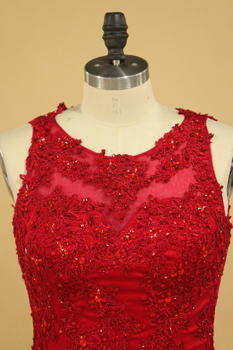 2022 Plus Size Open Back Scoop Prom Dresses Mermaid With Applique And Beads Tulle