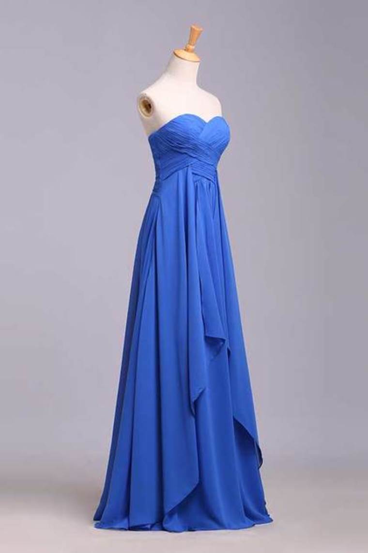 2022 Simple Prom Dresses Sweetheart Ruffled Bodice A Line Floor Length Chiffon