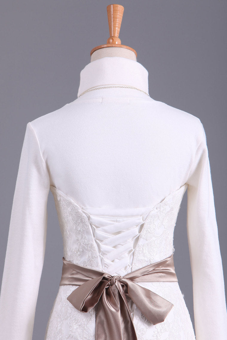 2022 Muslim Sweetheart Wedding Dresses Organza With Applique And Sash Mermaid