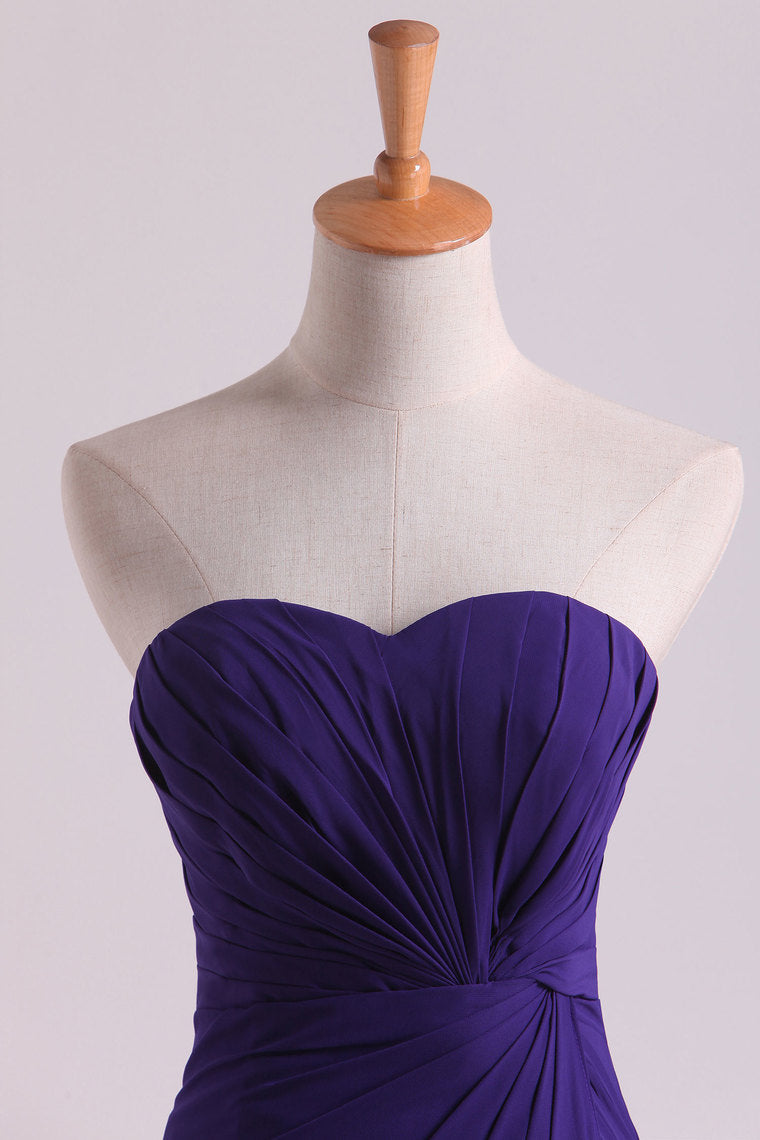 2022 Regency Evening Dresses Sweetheart Ruffled Bodice Floor Length Sheath Chiffon