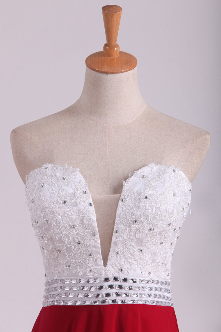 2022 Chiffon With Applique And Beads Prom Dresses Sweetheart A Line