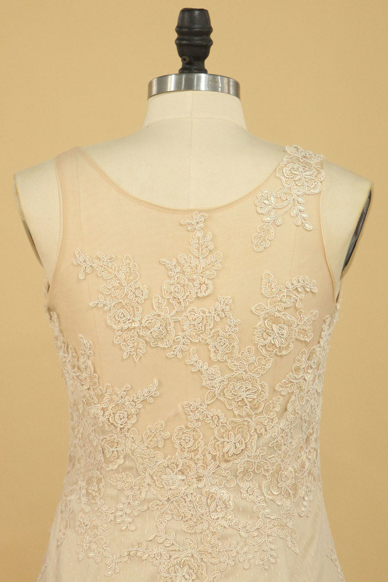 2022 Scoop Mermaid Tulle With Applique Evening Dresses Sweep Train