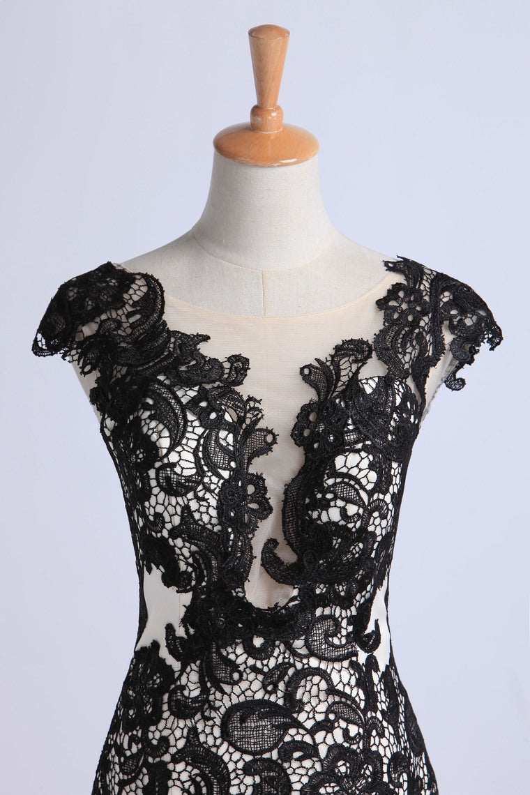 2022 Prom Dresses Mermaid Open Back Sweep/Brush Train Chiffon&Lace