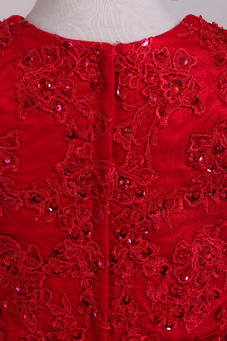 2022 Flower Girl Dresses A Line Scoop Tea Length Tulle