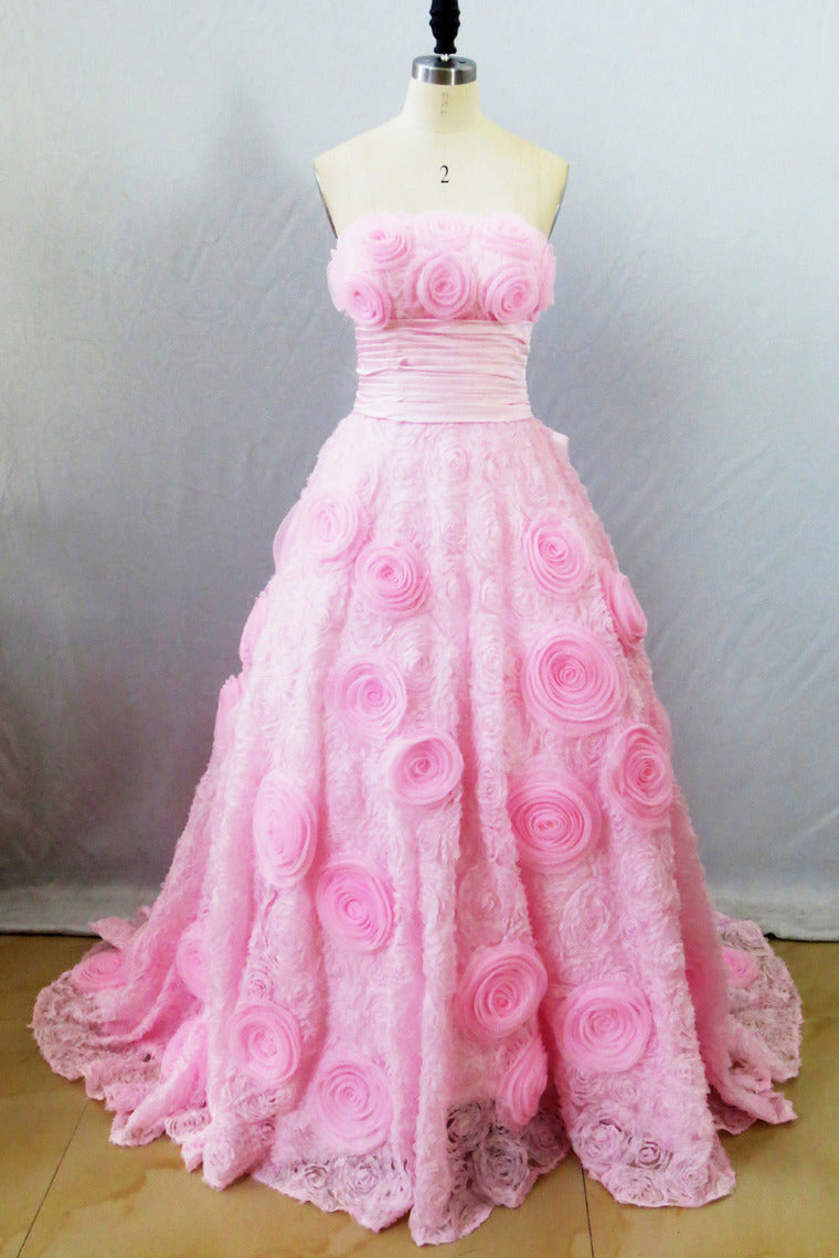 2022 Lovely Wedding Dresses A Line Sweetheart Ball Gown Pink