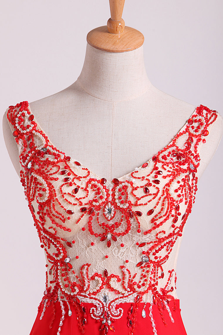 2022 Bicolor Off The Shoulder Floor Length Prom Dress Beaded Lace Bodice Chiffon