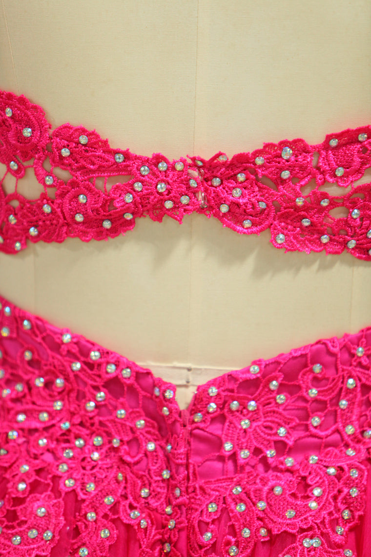 2022 A Line Open Back Scoop Prom Dresses Tulle With Applique & Beading Floor Length