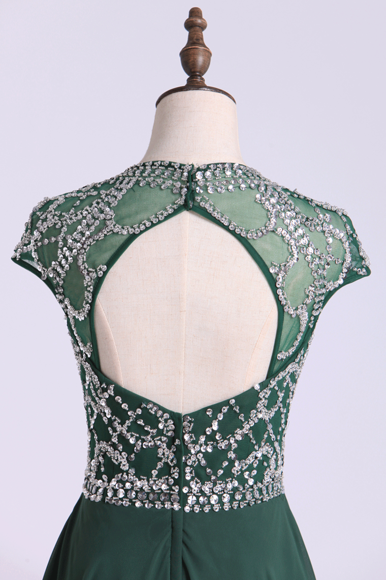 2022 Homecoming Dresses A Line Scoop Short With Beadings Chiffon