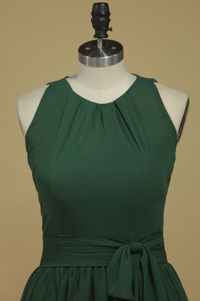 2022 Scoop Bridesmaid Dresses A Line Chiffon Short/Mini