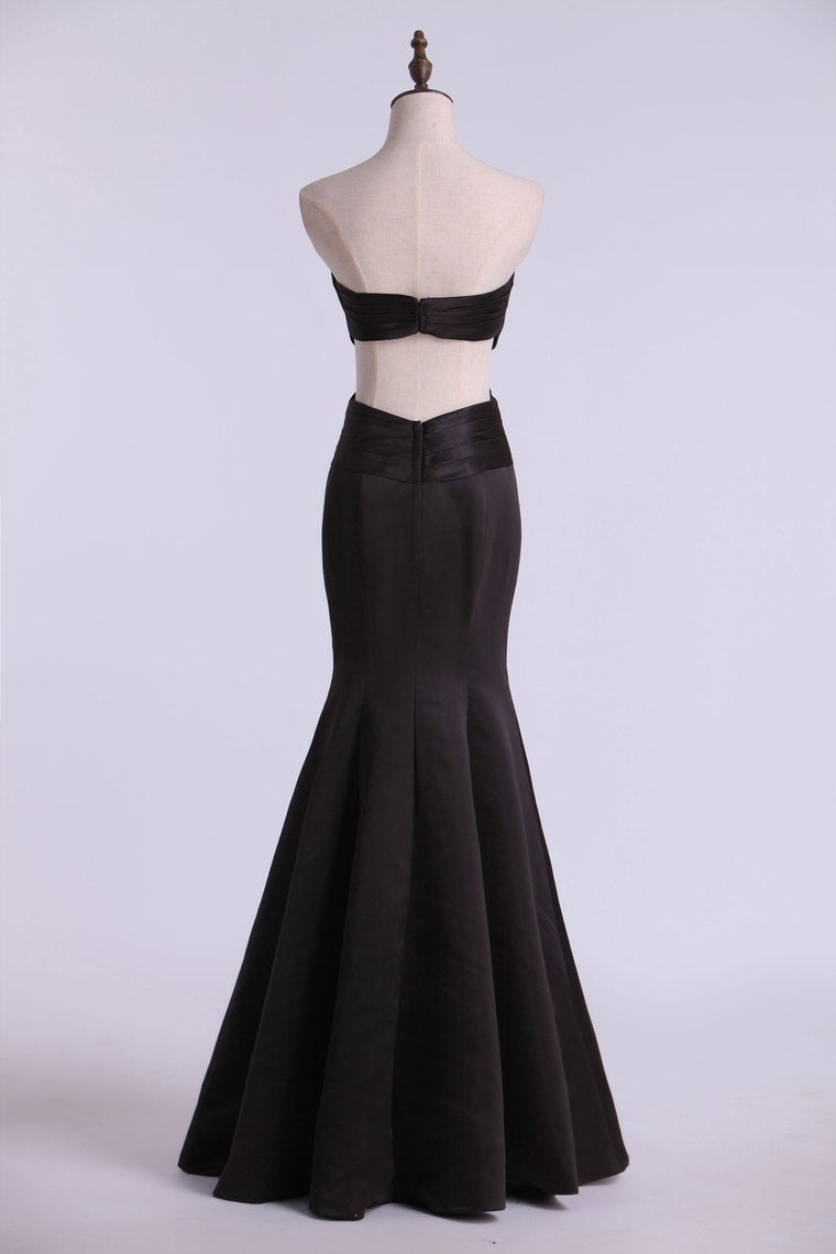 2022 Sweetheart Mermaid Prom Dresses Ruched Bodice Open Back Floor Length