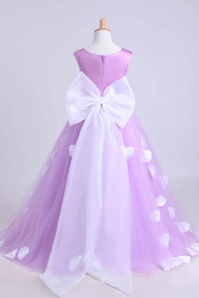 2022 Cute A-Line Ankle-Length Flower Girl Dresses With Bow-Knot