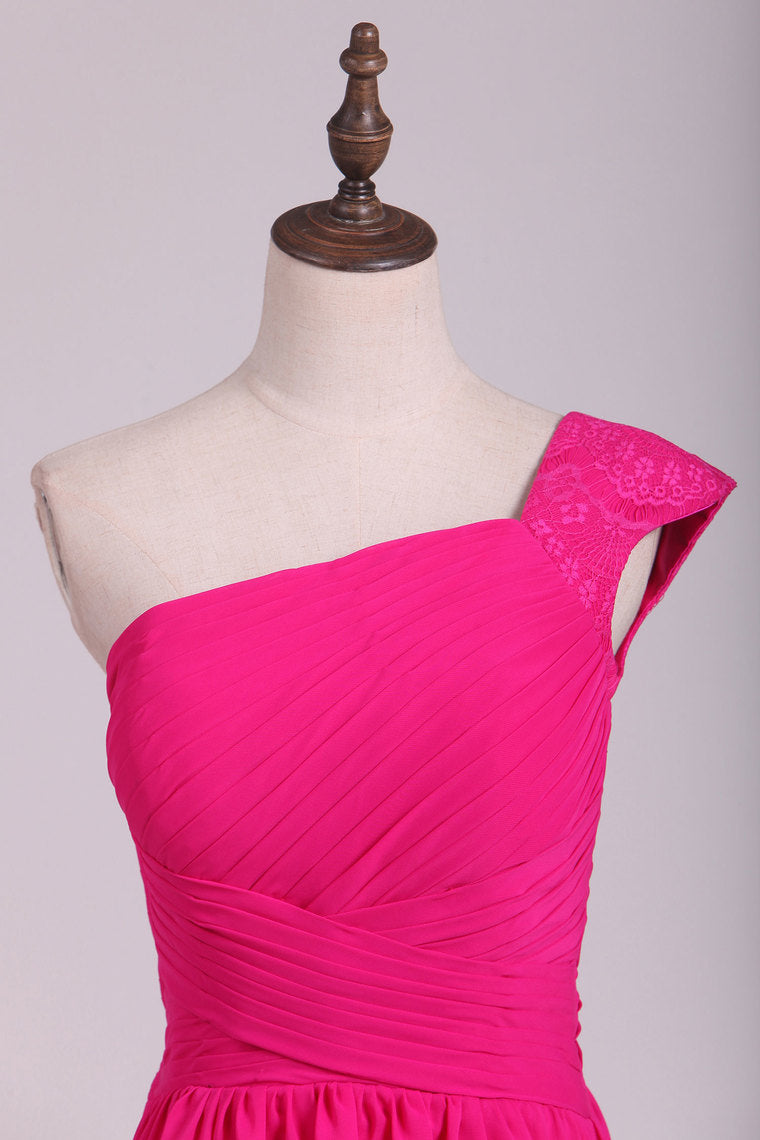 2022 One Shoulder Ruffled Bodice Bridesmaid Dresses A Line Chiffon