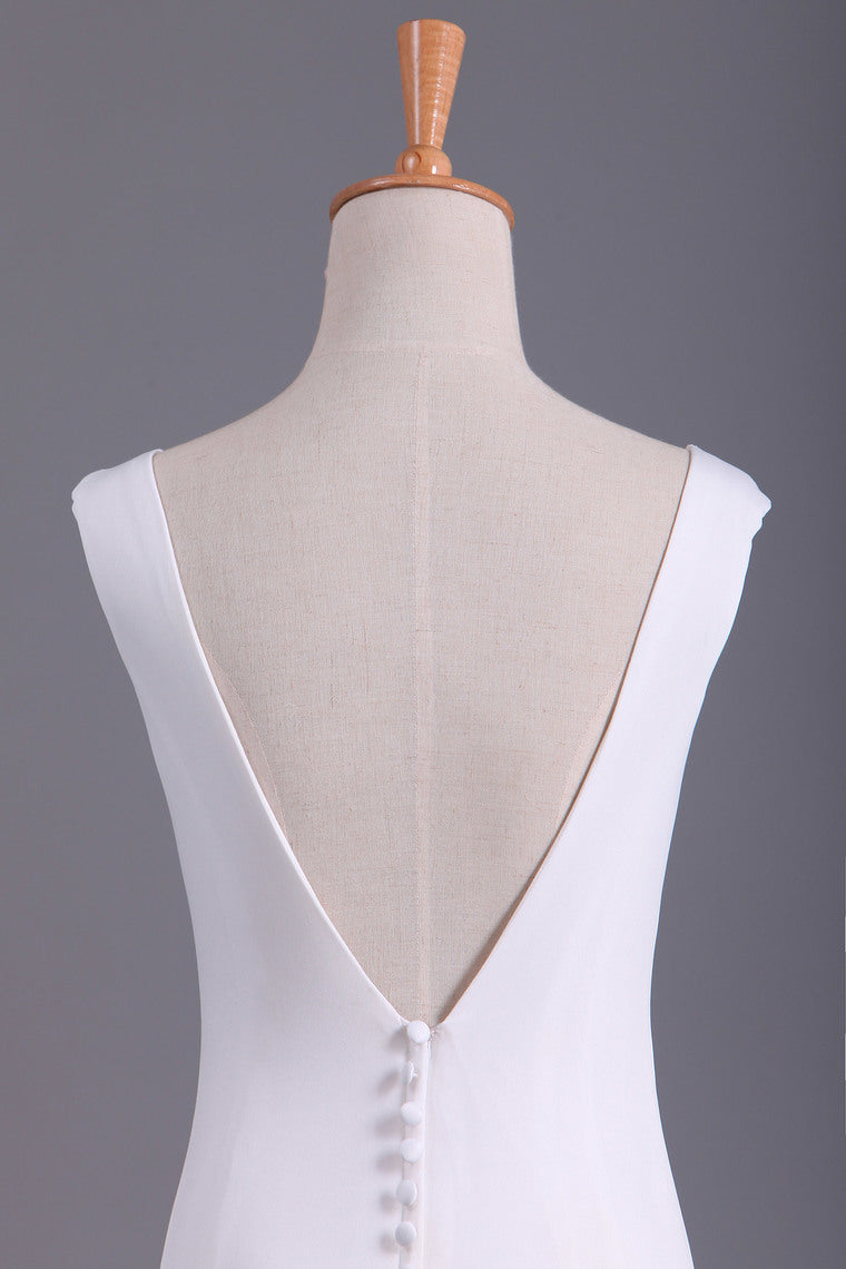 2022 White Scoop Mermaid/Trumpet Wedding Dresses Spandex Court Train