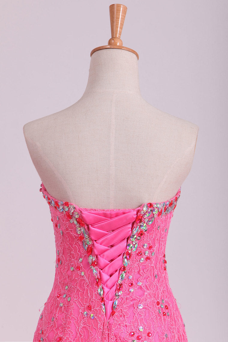 2022 Stunning Sweetheart Mermaid Prom Dresses With Beads Floor-Length Lace