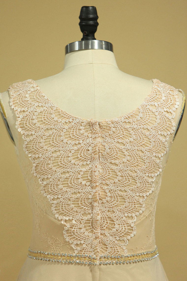 2022 Plus Size Elegant Wedding Dresses A-Line V-Neck Chiffon Court Train Full Beading