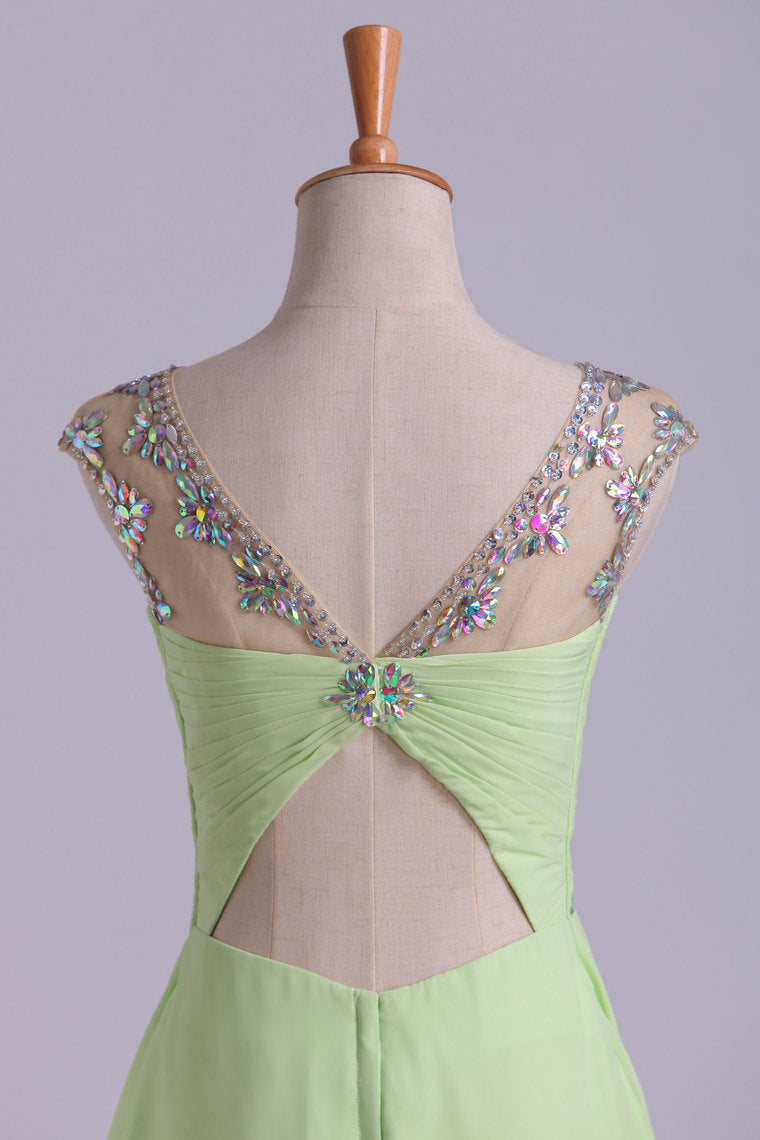 2022 Homecoming Dresses Short Rulffled&Beaded Chiffon