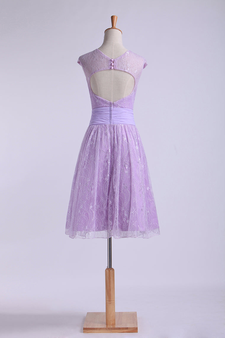 2022 Homecoming Dresses Scoop A Line Lace With Ruffles