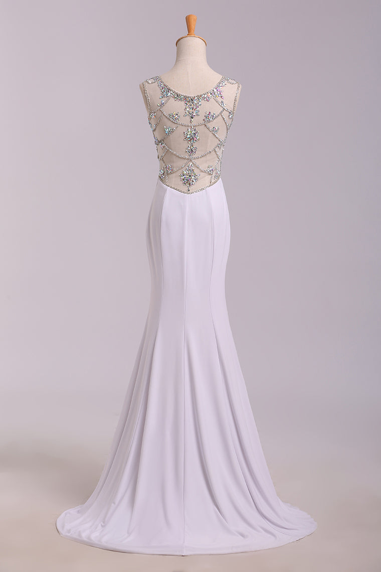 2022 New Arrival Prom Dresses Scoop Neckline Sheath/Column Floor Length Fast Delivery